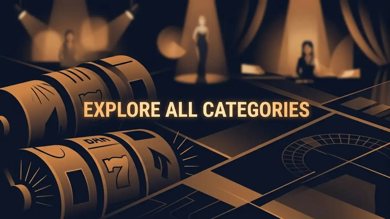 Abstract illustration of slot and live casino categories without branded game interfaces