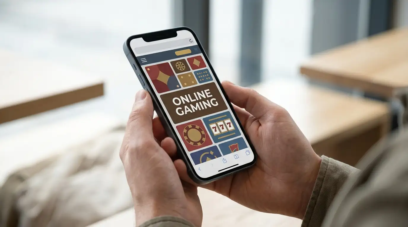 Concept illustration of casino use in a mobile web browser