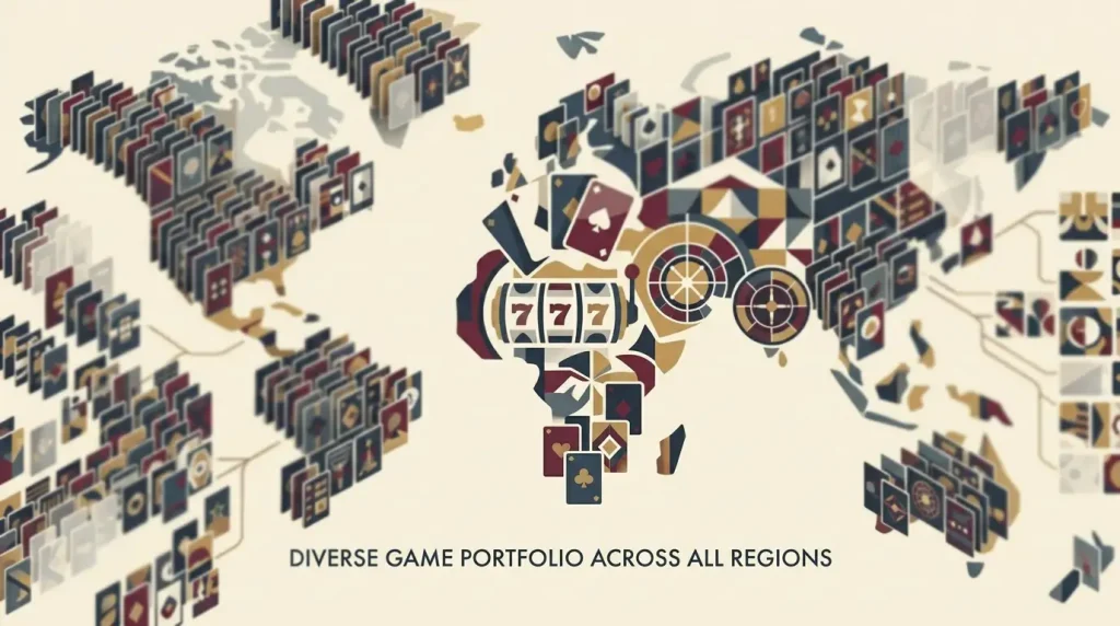 Abstract editorial illustration of a large online casino game catalogue
