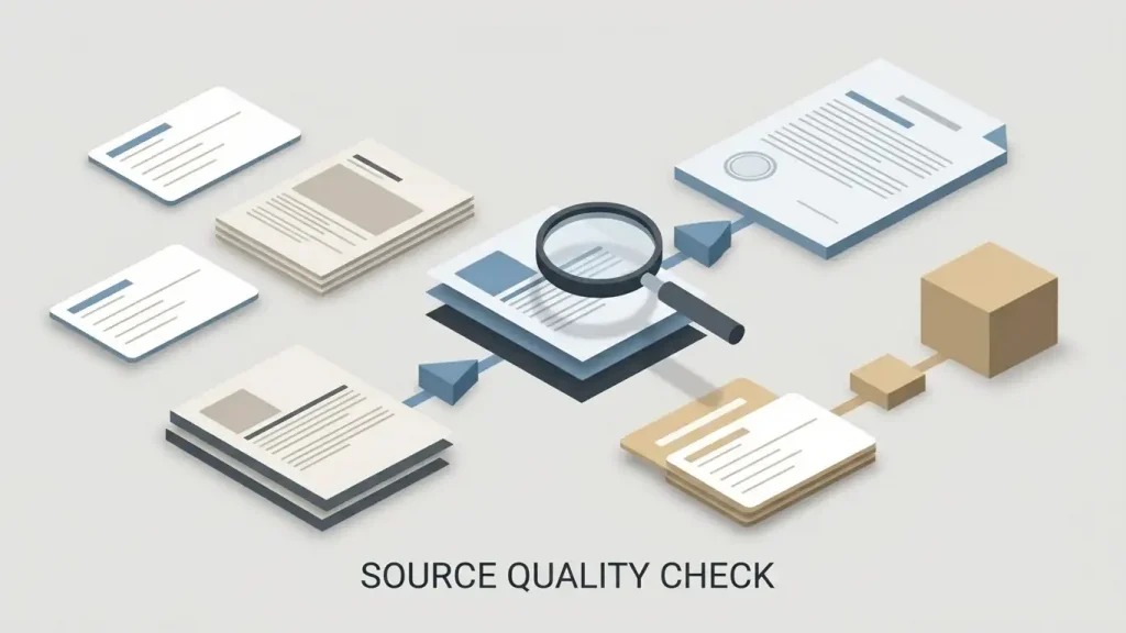 Editorial illustration showing review sources being compared for reliability